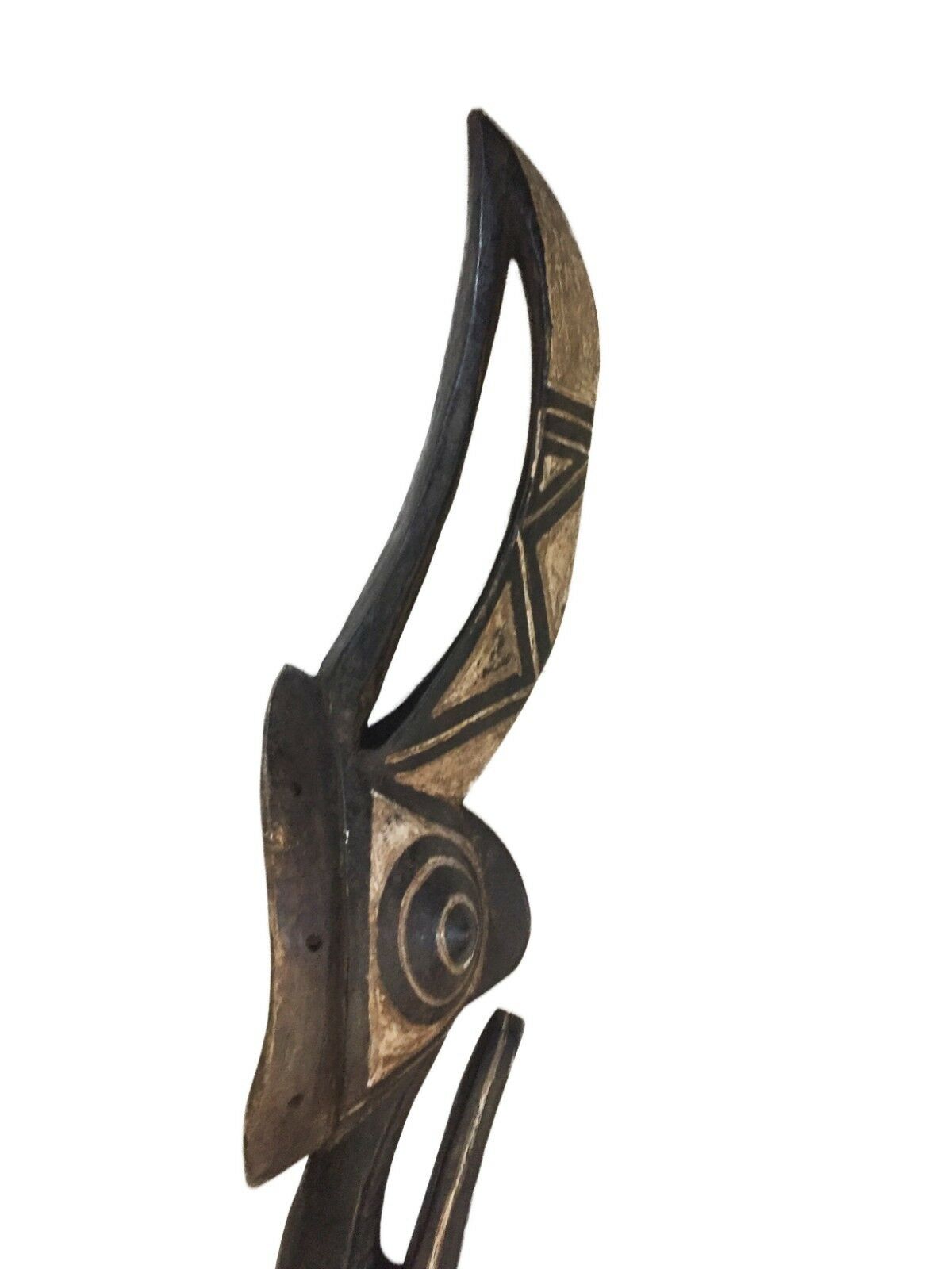 #1791 African Mask Crocodile & bird Bobo Mask Burkina Faso 40.5" W