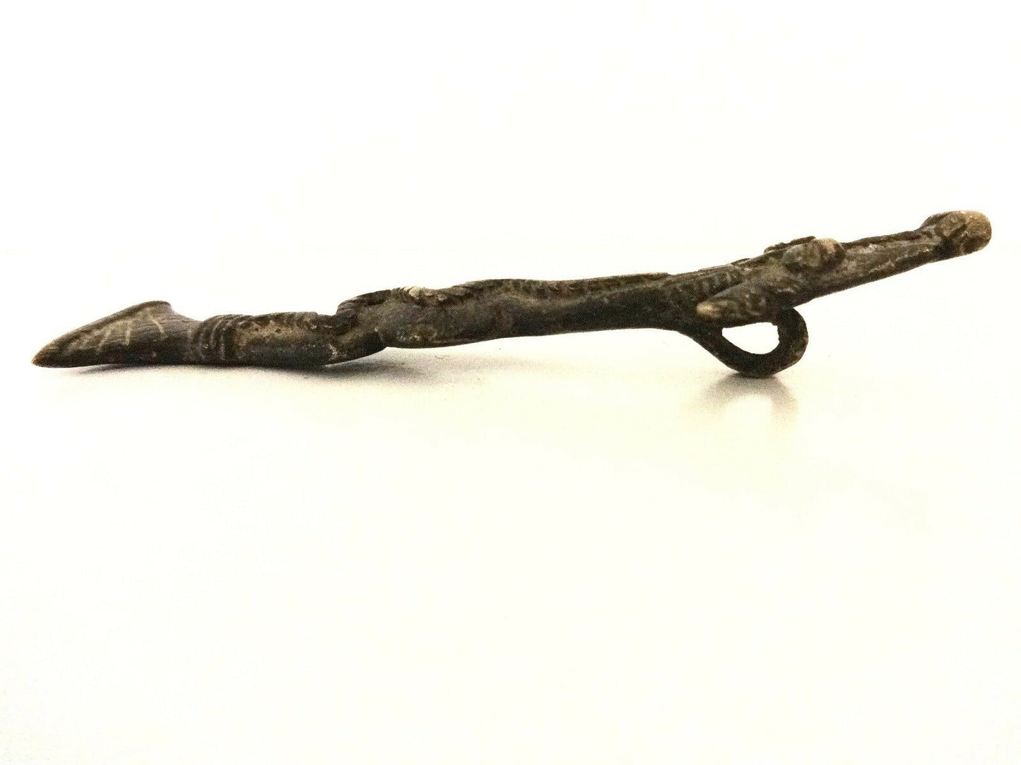 #y1 Superb 3 1/2"H Gan Bronze Amulet Talisman Pendant of Serpent Burkina Faso Africa