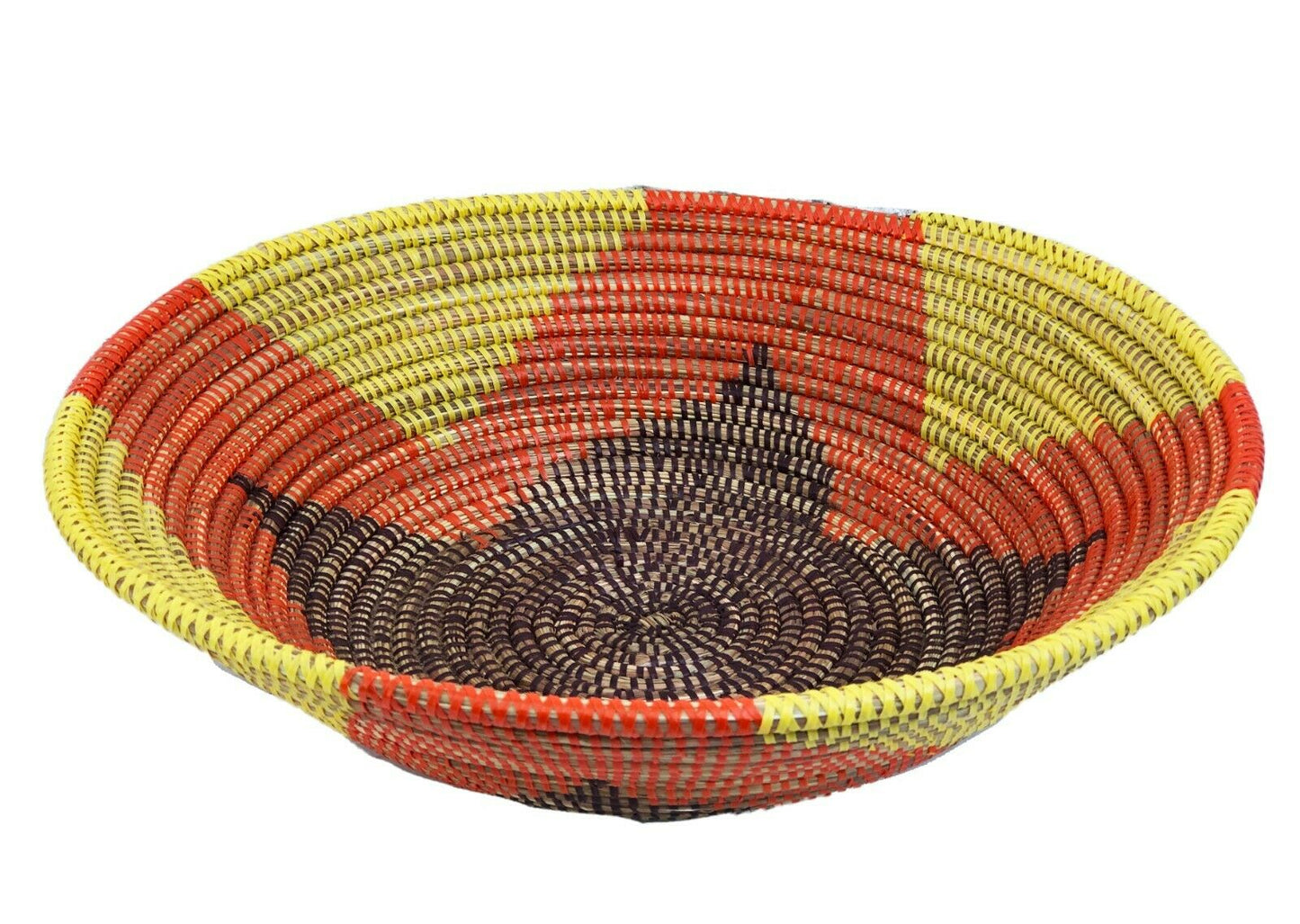 #510 Handmade Woven Wolof Basket From Senegal 16.5" in Diameter