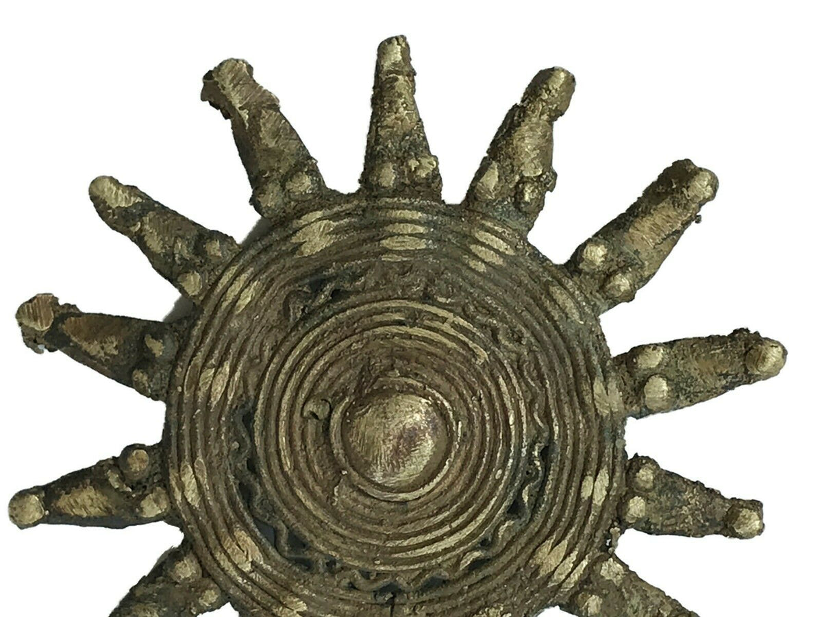#410 large Gan Bronze Amulet Pendant 10 Serpent Heads Burkina Faso Africa 3.5" h