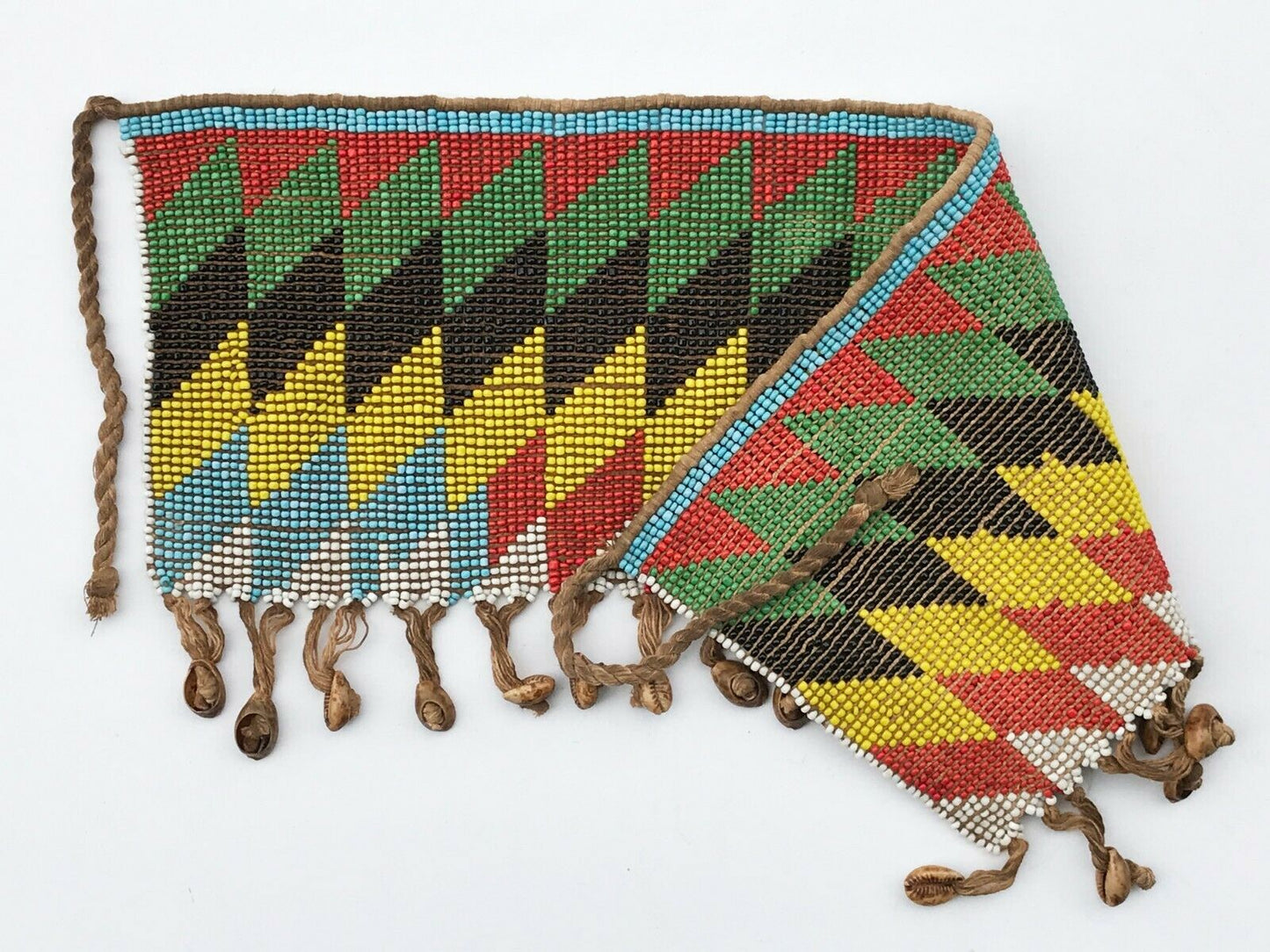 #452 Ceremonial Skirt Kirdi Beaded Cache Sex Pikuran Cameroon 17.75" W by 7.5"H