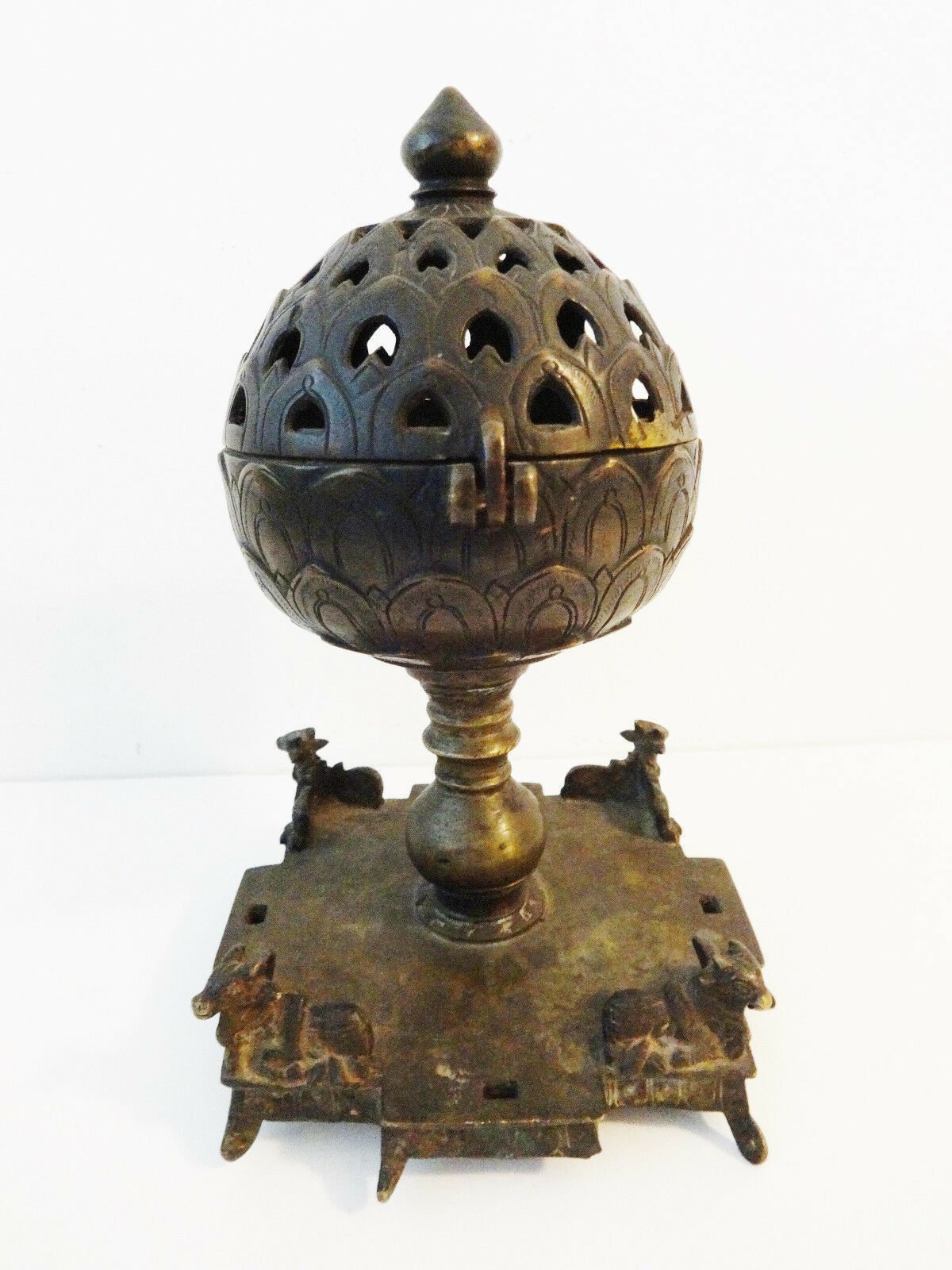 #989 Superb Rare 19th C Bronze Incense Burner India