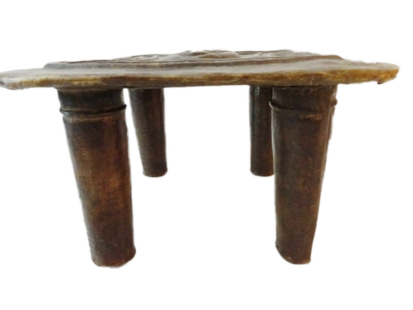 #AS8 Superb Old Bronze /Brass Ashanti Tribe Stool Ghana 8.5" w by 5" H