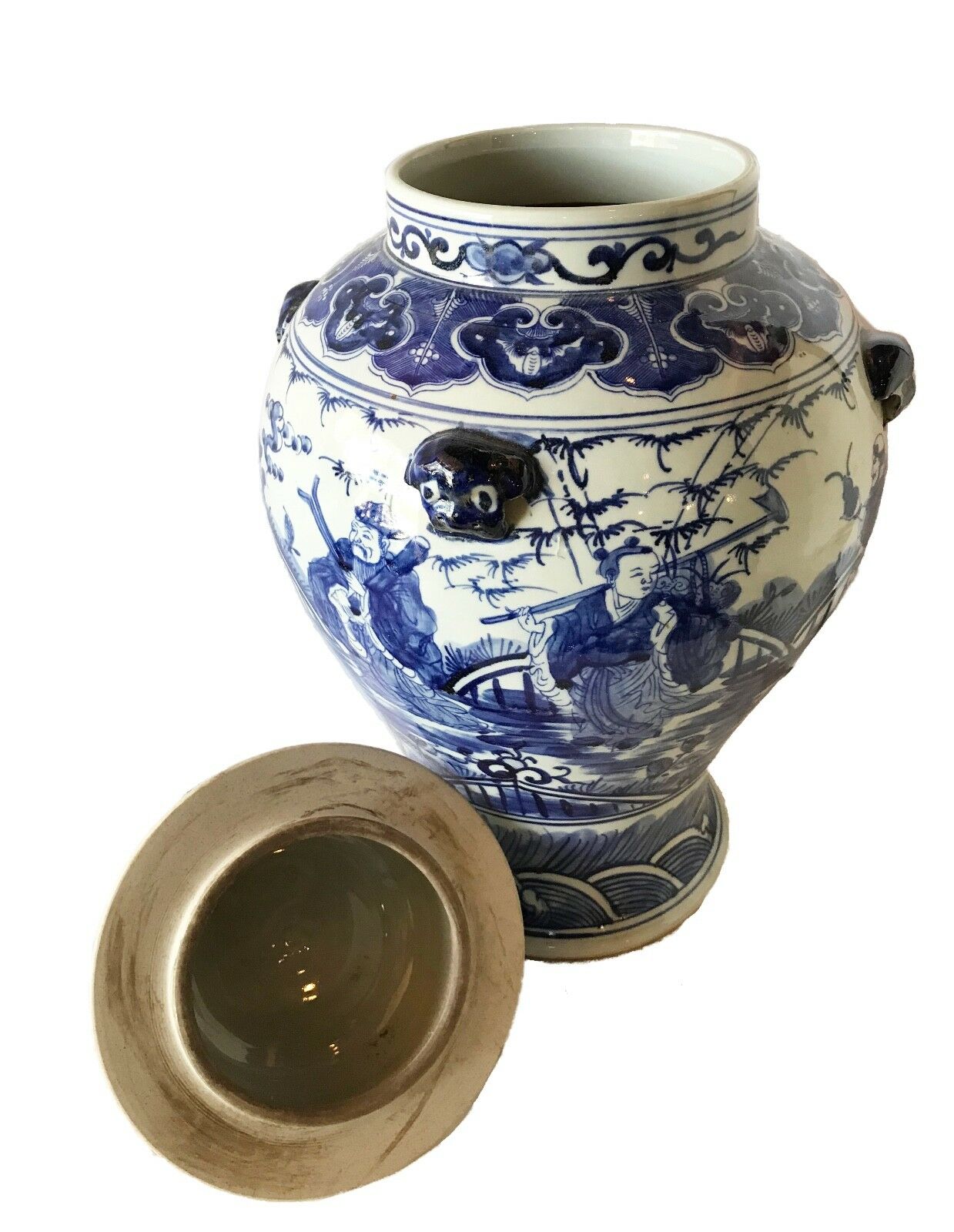 #1341 Superb Chinoiserie Chinese LG Blue and White Porcelain Ginger Jar 23" H