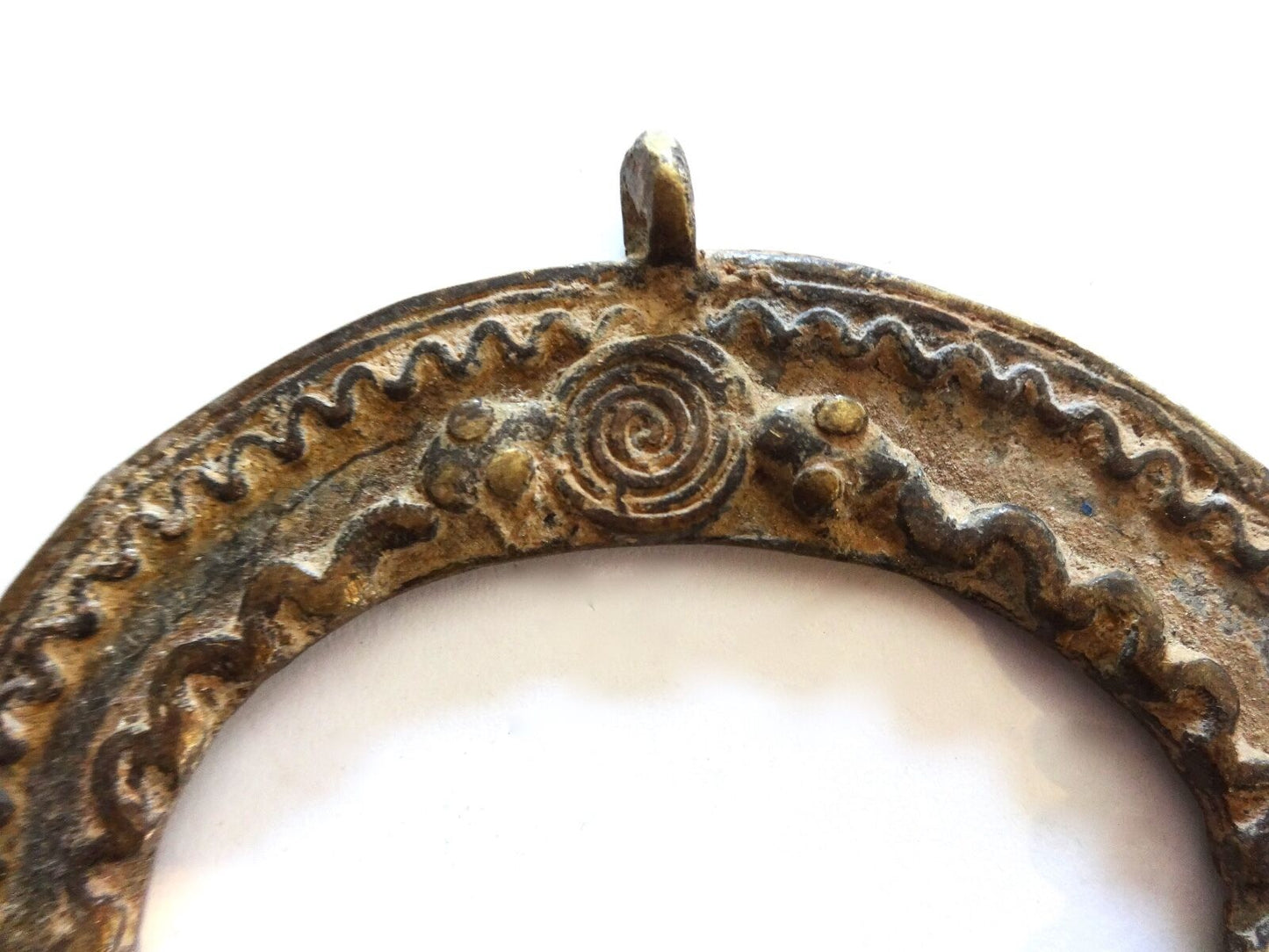 #1013 Superb Lobi Bronze Amulet Pendant of two Serpents Burkina Faso-AFRICA 3.5"W
