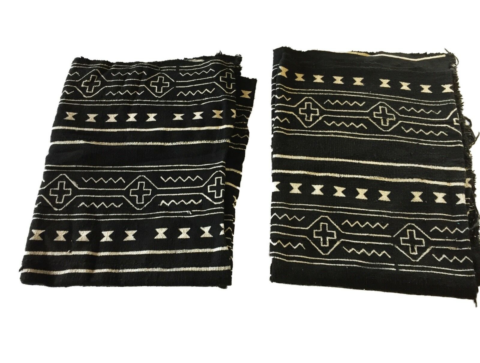 African Mali Black and White Mud Cloth Textile / PAIR 64