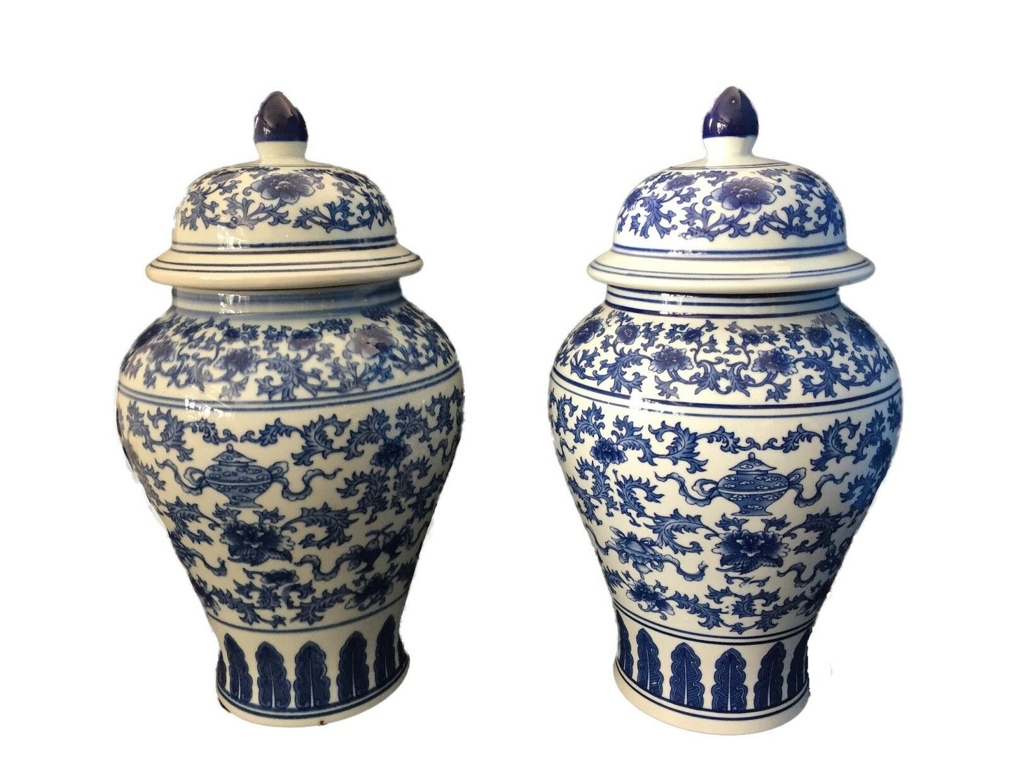 #864 Chinese Porcelain B & W Ginger Jars 14.5" h