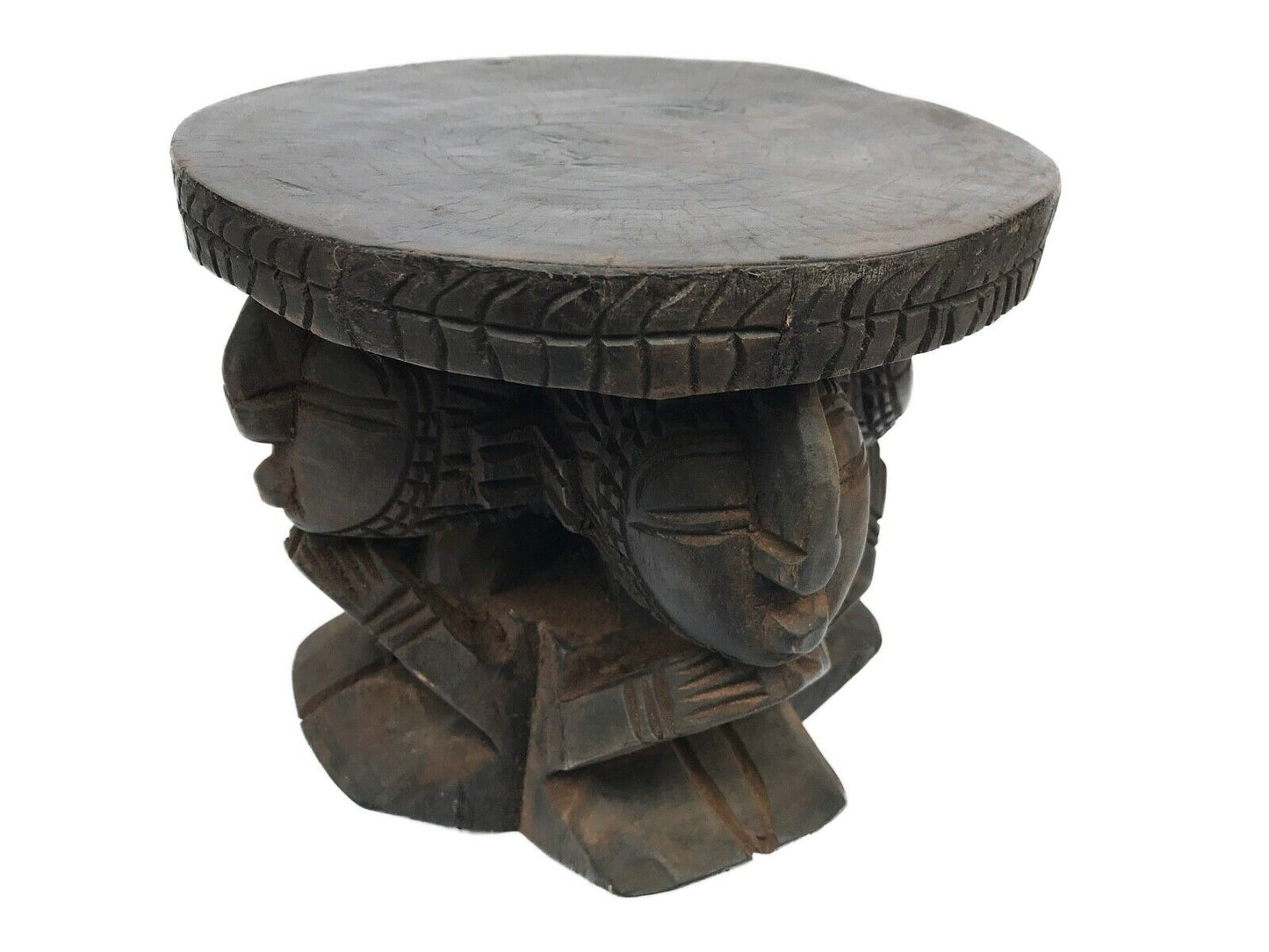 #150 Superb African Carved wood Baga Stool/Table Guinea 8.25" H by 8.75" D