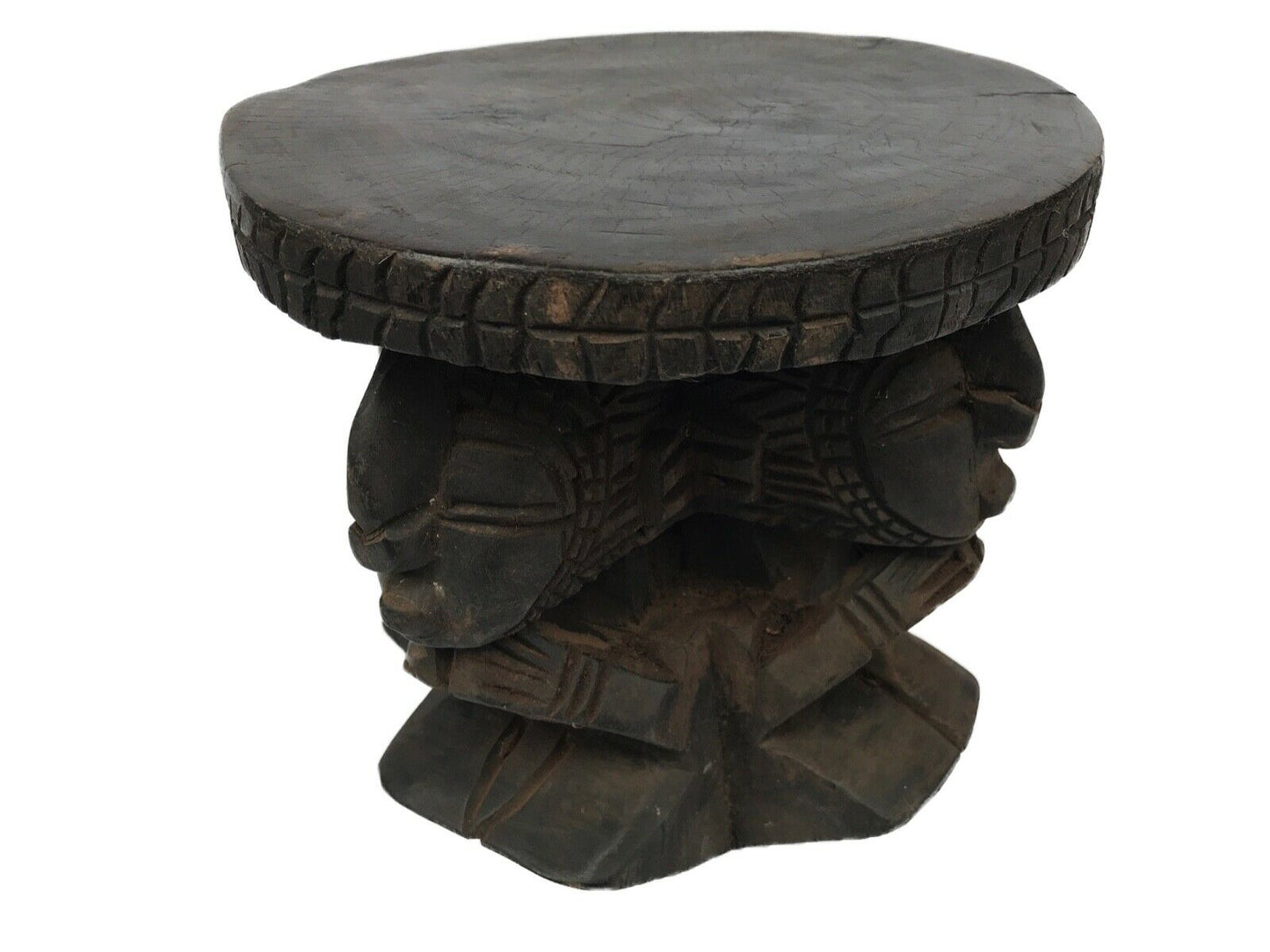 #150 Superb African Carved wood Baga Stool/Table Guinea 8.25" H by 8.75" D