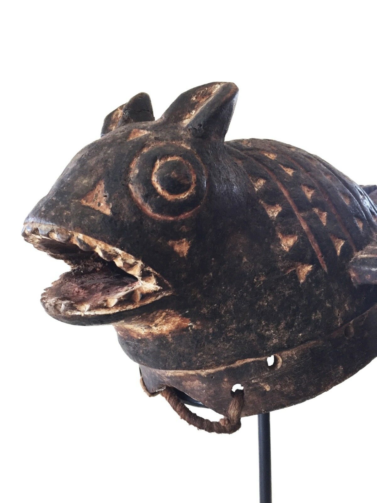 #1774 Old Exquisite /Rare Mossi Bat Helmet / Mask Burkina Faso 19" H W/Stand