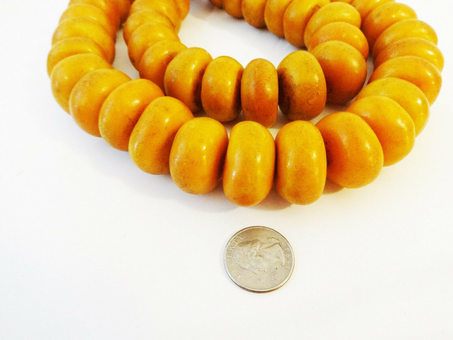 Superb Vintage African Simulated Amber Necklace w/50 trade beads