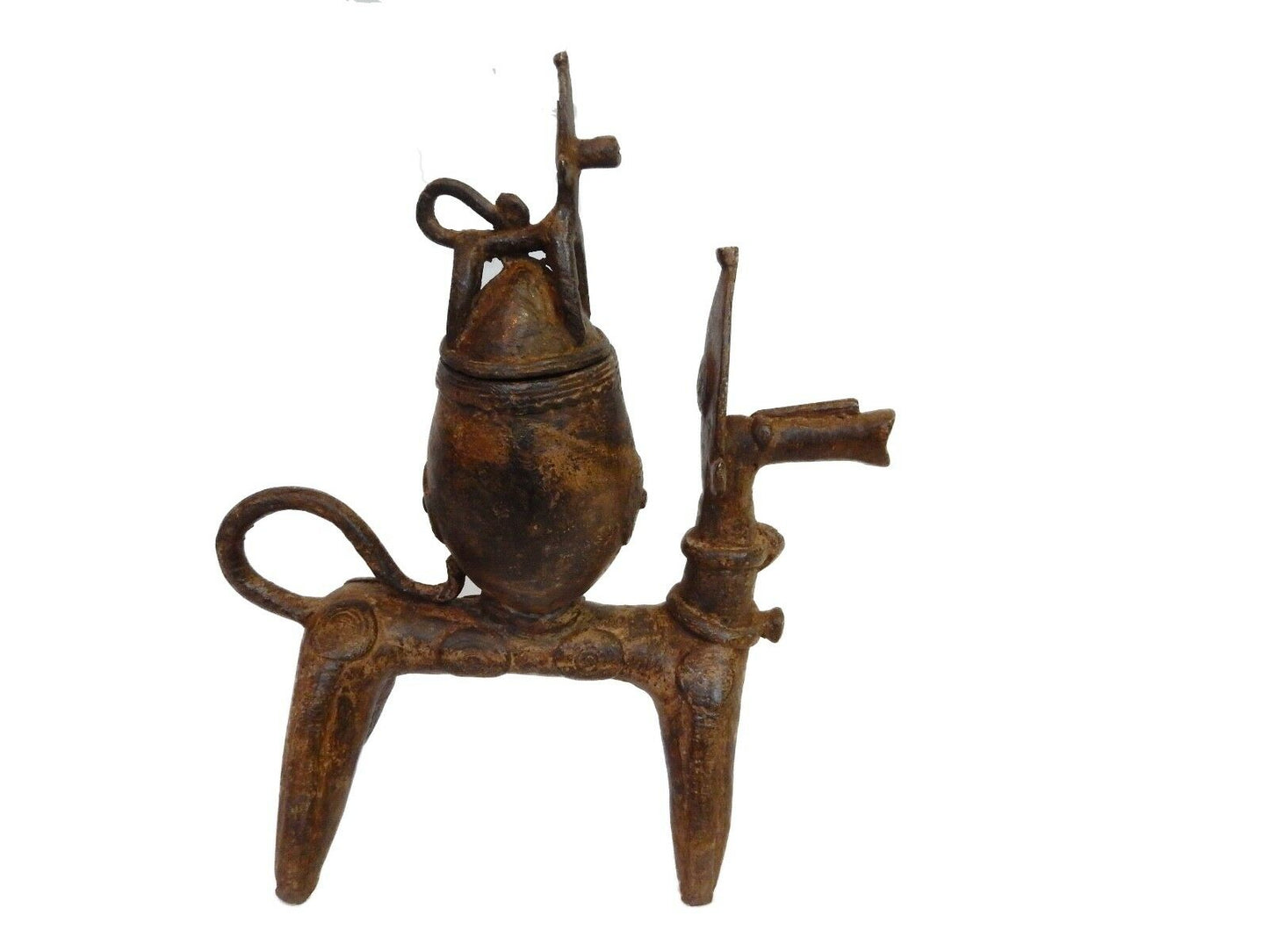 #132  Dogon Bronze Ceremonial Horse w/container 12.25" H by 9.75"w