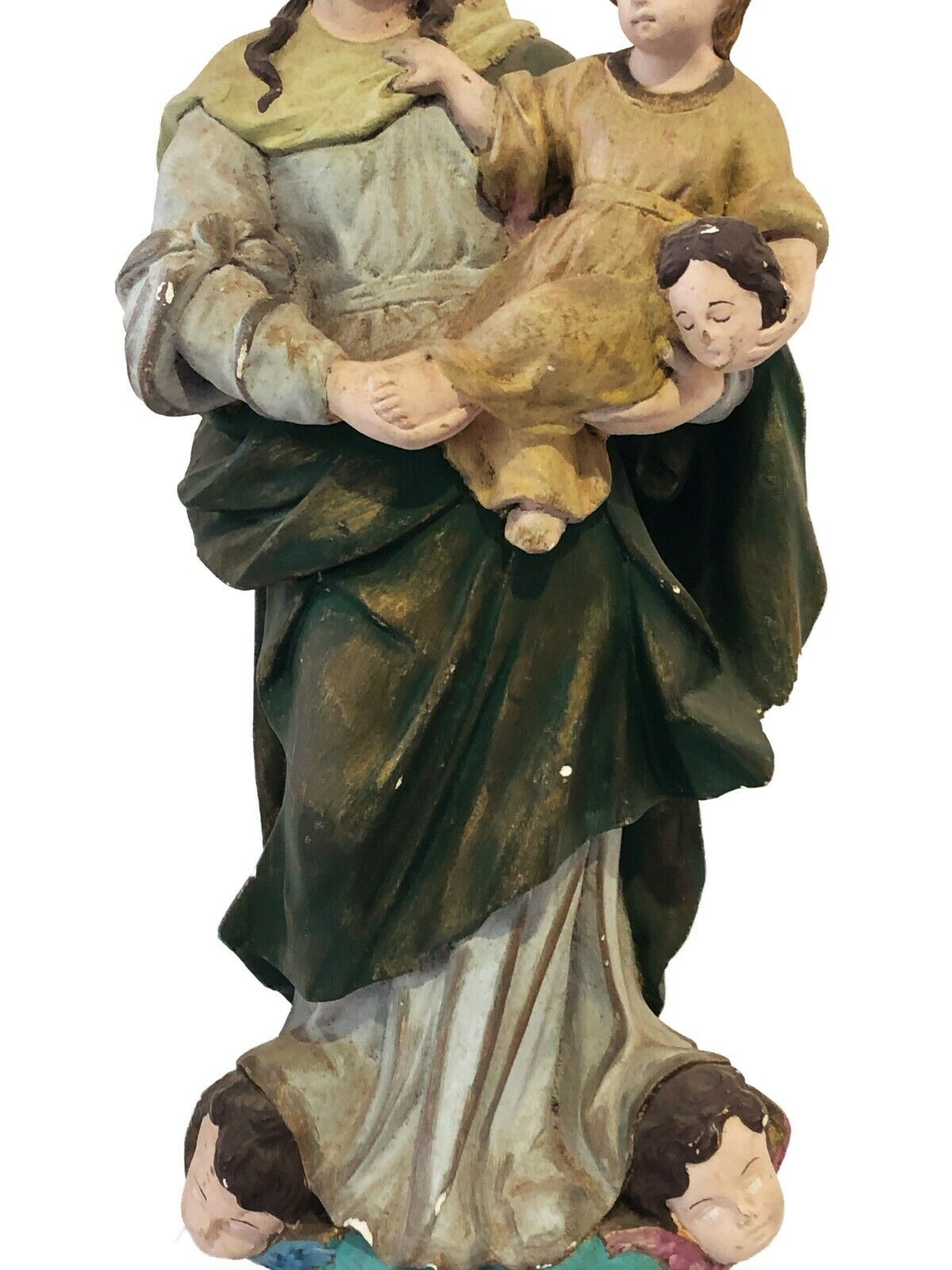 SUPERB RARE 1940 SANTOS LARGE MADONA HOLDING BABY JESUS 16.5" H