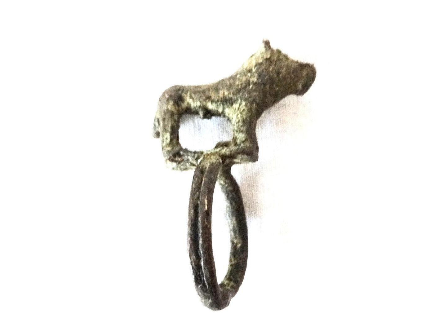 #2035 SUPERB African Gan Burkina faso bronze Ring w/ Hyena