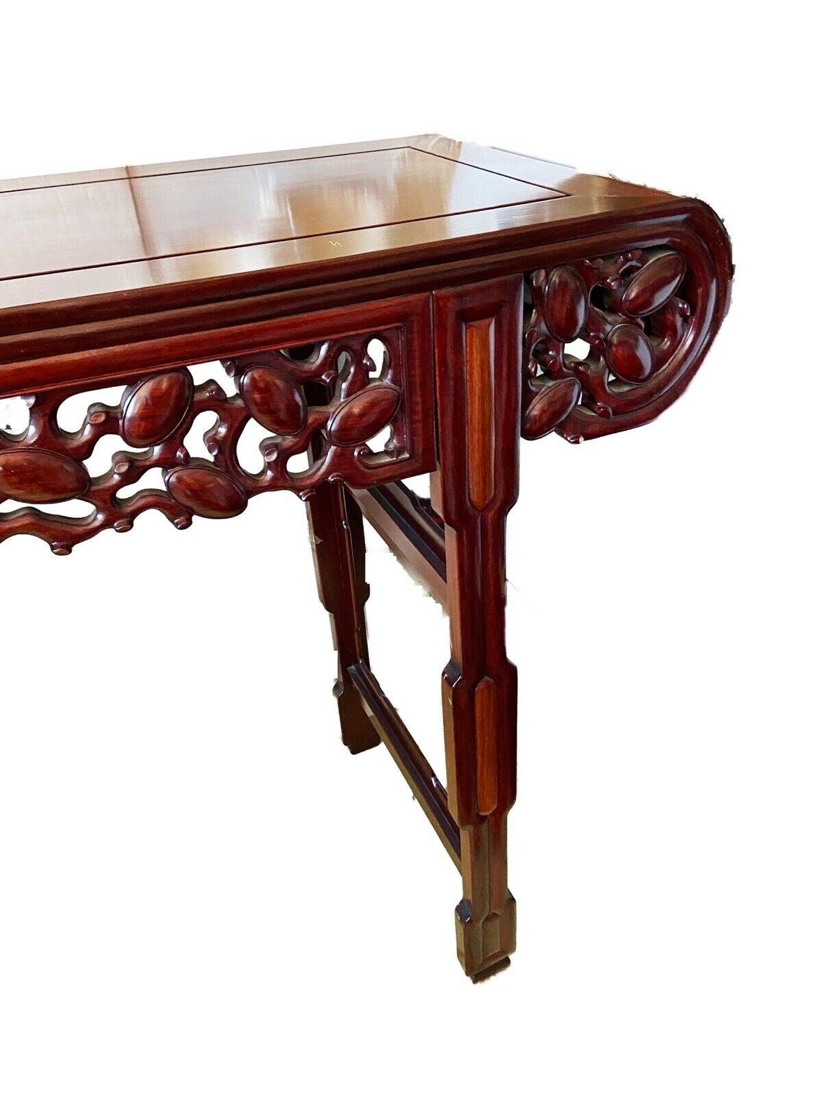 #932 Lg Chinese Vintage Huanghuali & Zitan Wood Altar Console Table 76.25" W by 40.5"