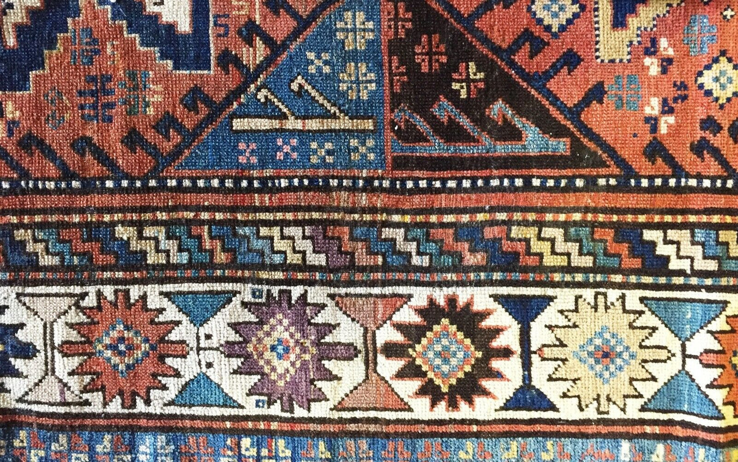 #827 Superb & Rare 19th C Antique Tribal Caucasian Star Kazak Rug 7' 10" BY 4'.10"