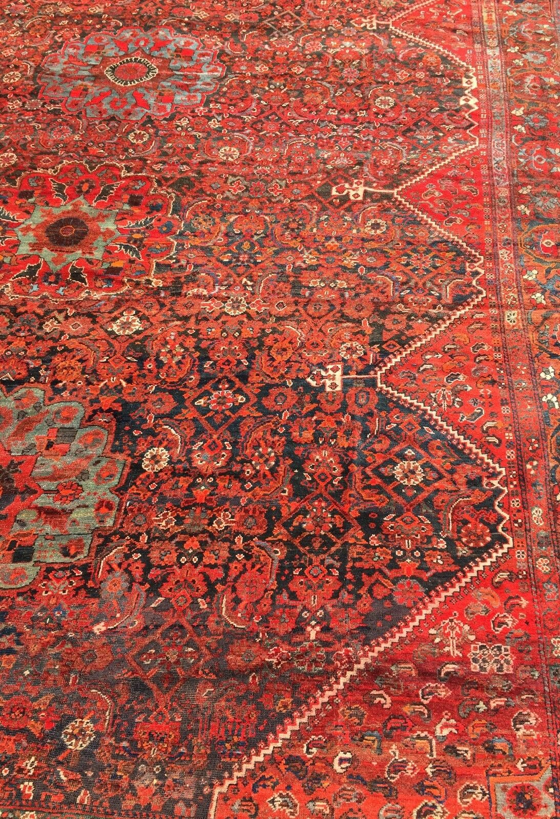 #1915 Stunning 19th C Palace Size Tribal Kamseh Rug 10' x 16'