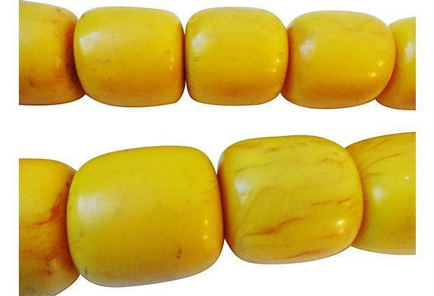 #ok117 FABULOUS RARE LARGE  African AMBAR / AMBER YELLOW  25 beads 1" 1/2