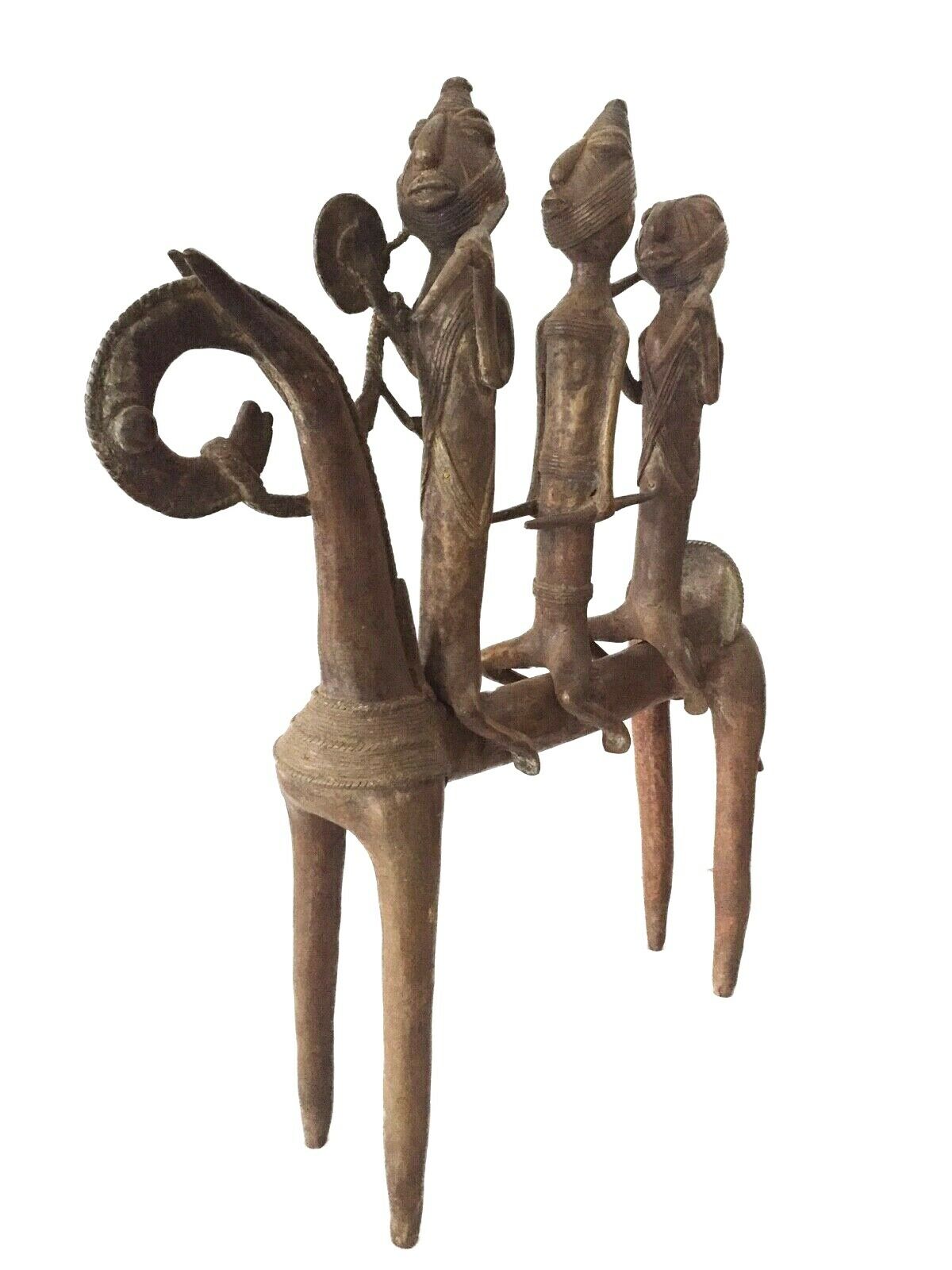 #1996 LG African Dogon Bronze Horse W/Companions 21.5" H by 18"W