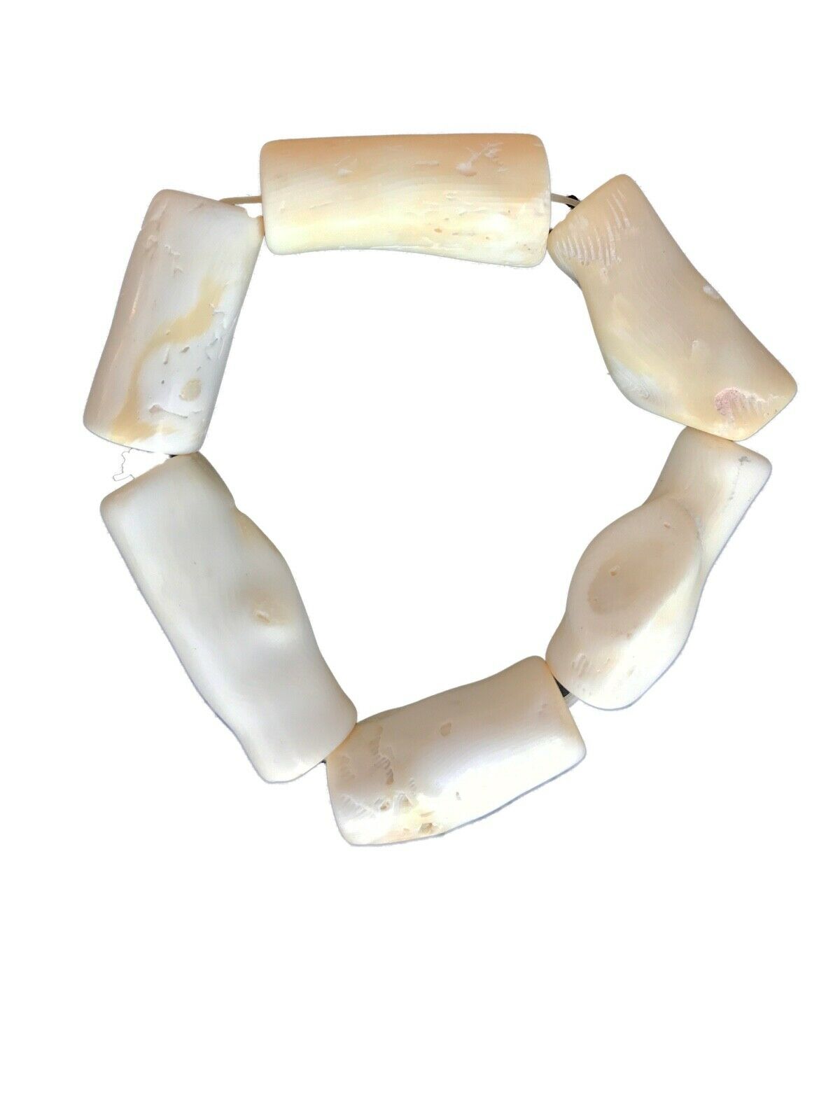 Superb Trade African Natural white Coral 6 Lg Beads Bracelet
