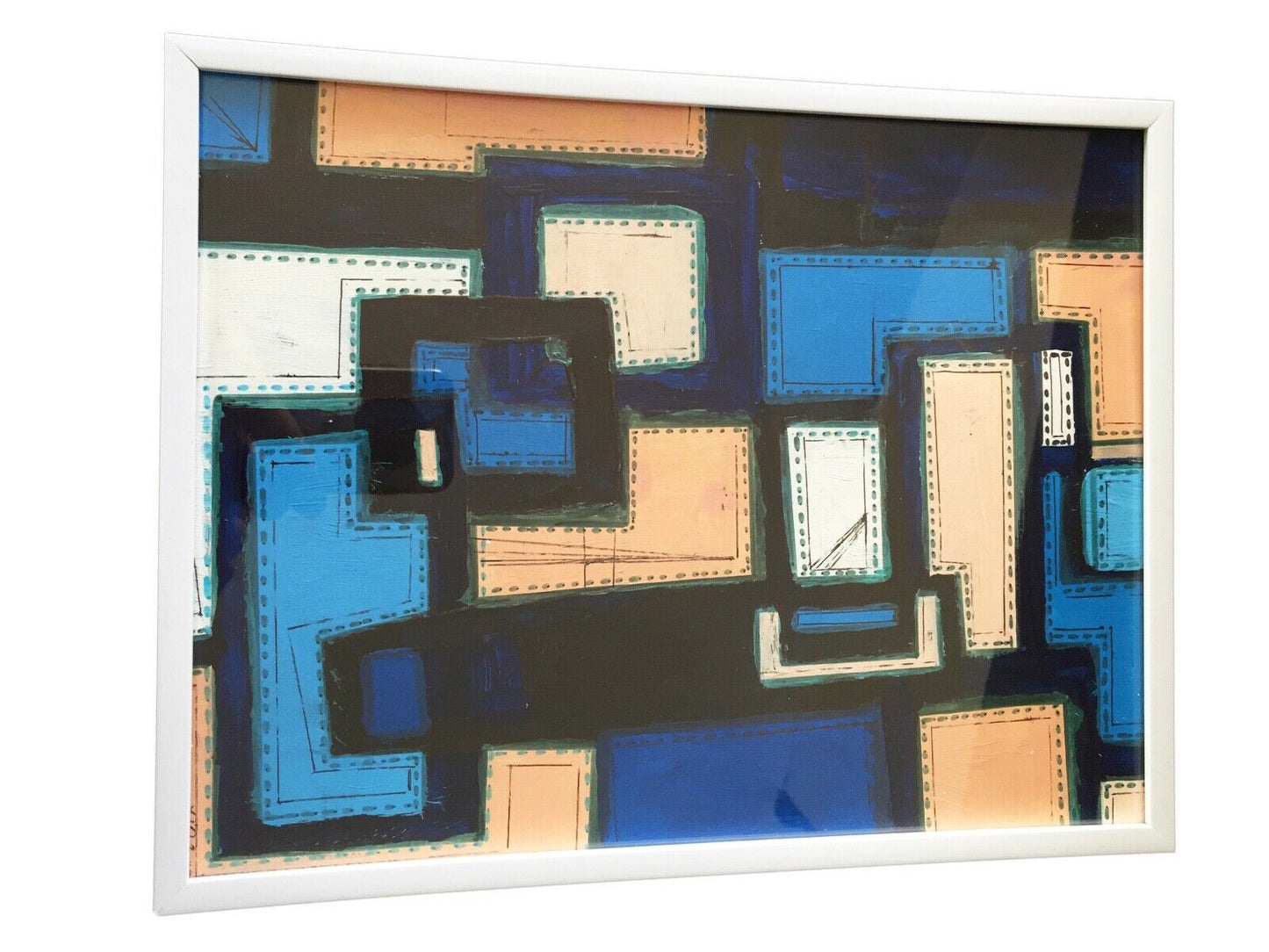 Acrylic on Paper Framed Abstract 11.5" by 9" #2001