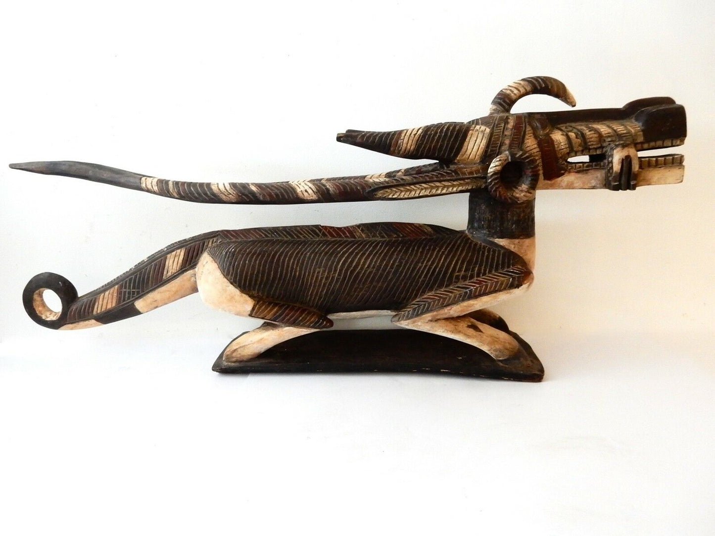 #6380 Huge & Superb and Rare Bambara Chiwara wood Sculpture 62" w by 26" h