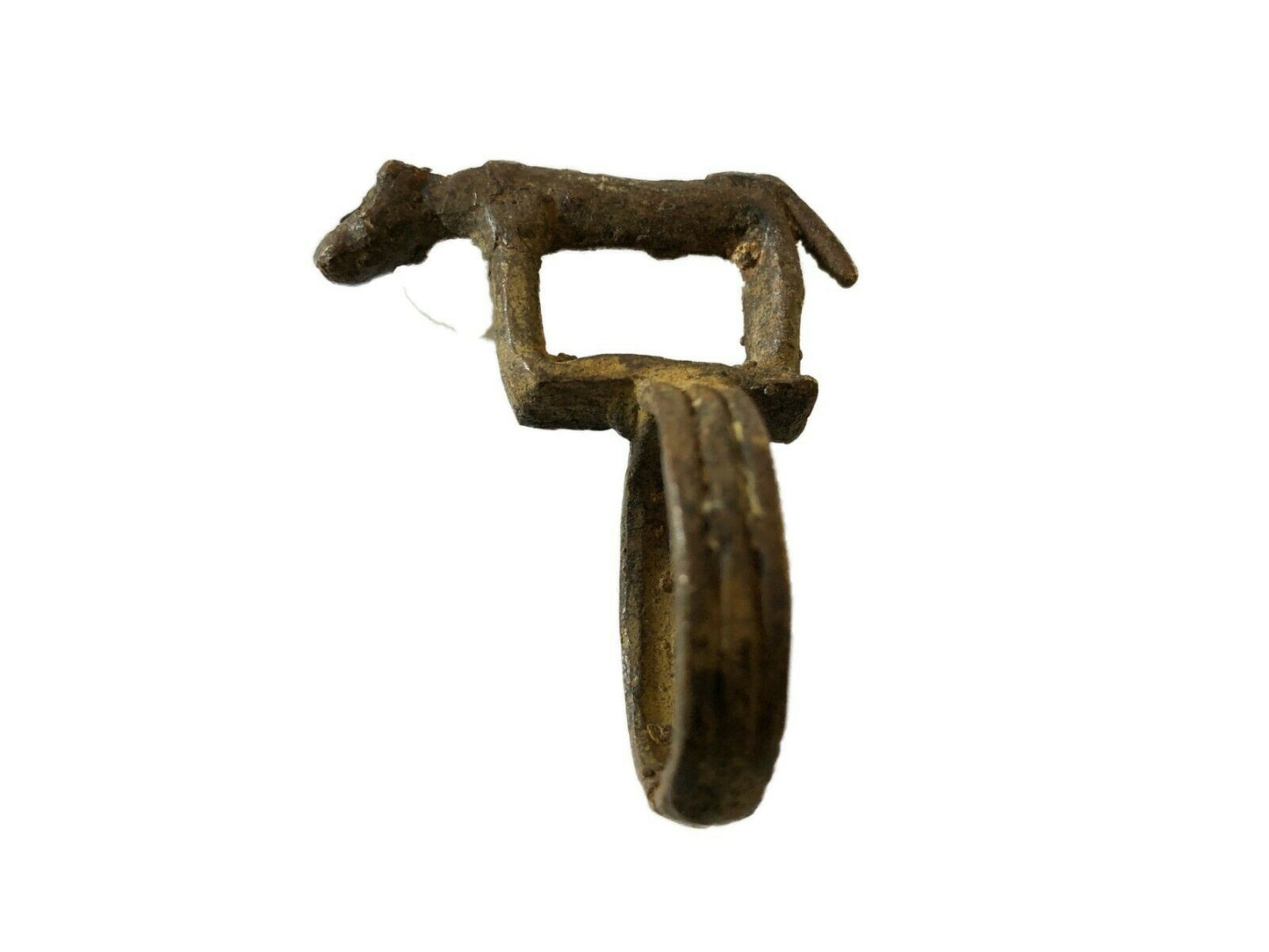 #2220 SUPERB African Gan Burkina faso bronze Ring w/ Hyena /Gold Weight