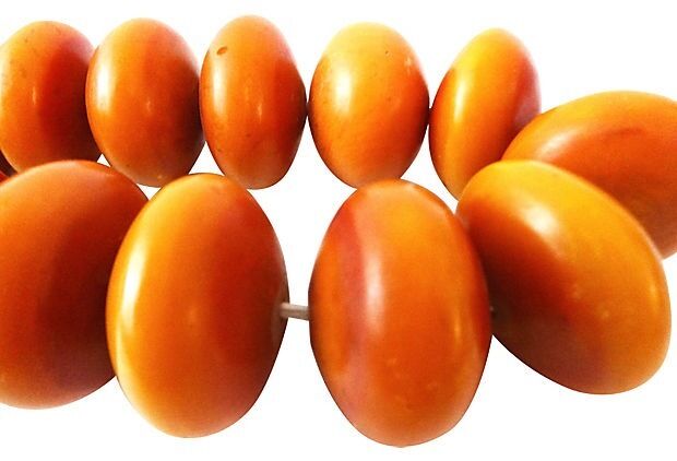 #591 Jumbo African Currency  32 Amber Beads Nigeria