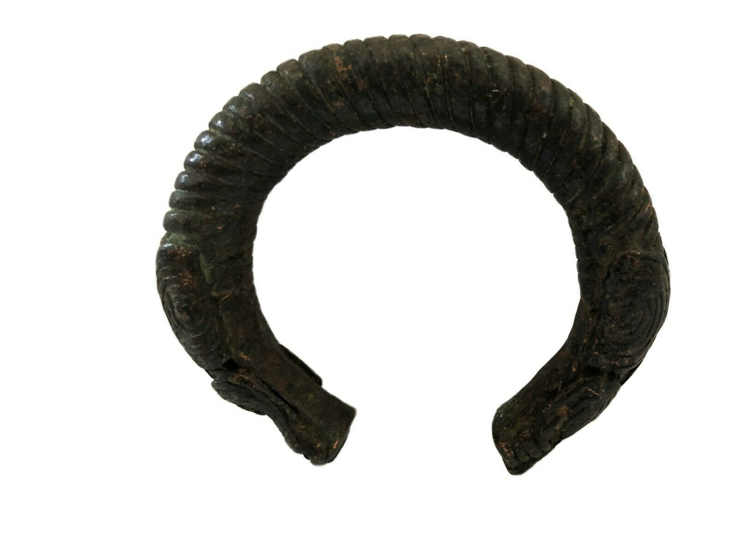 #2215 Old Trade Currency Bronze Bracelet Gan Burkina Faso W/Snake 3" W