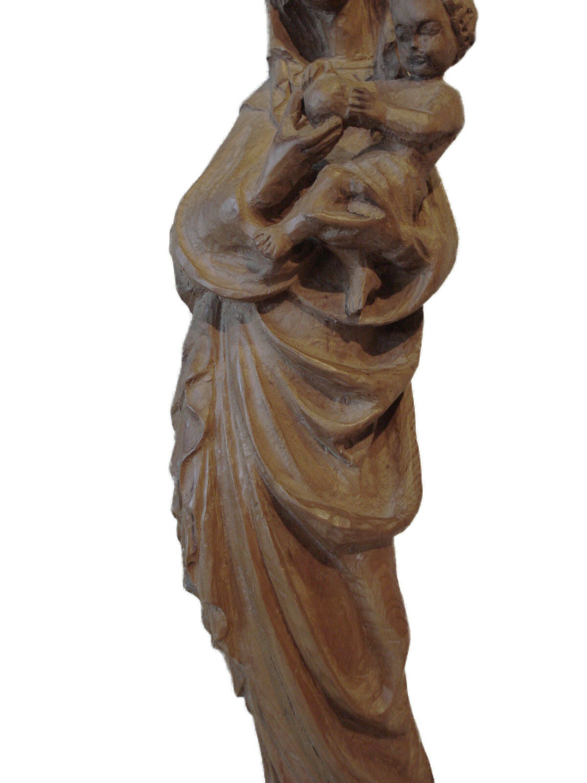 #190 Old circa 1950 Santos Crowned Virgin Mary/Madona Holding Baby Jesus
