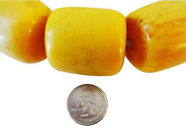 #ok117 FABULOUS RARE LARGE  African AMBAR / AMBER YELLOW  25 beads 1" 1/2