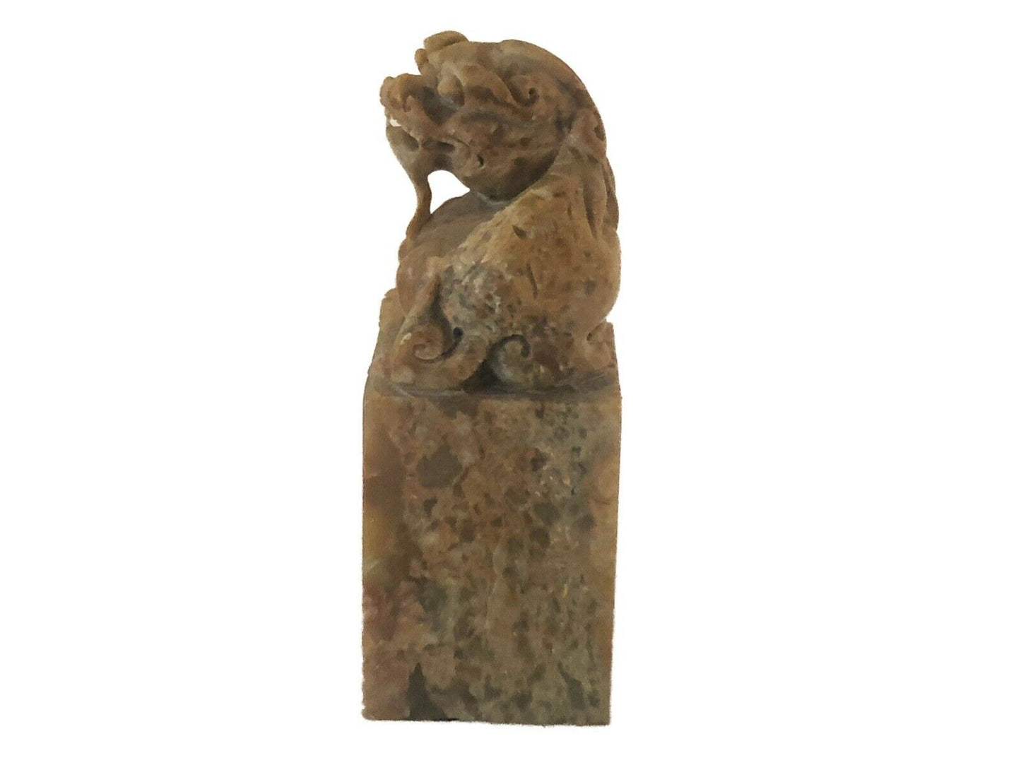 Superb Chinese Soap Stone Ink Stamp Seal W/ Foo/Fortune Dog 3.5" H