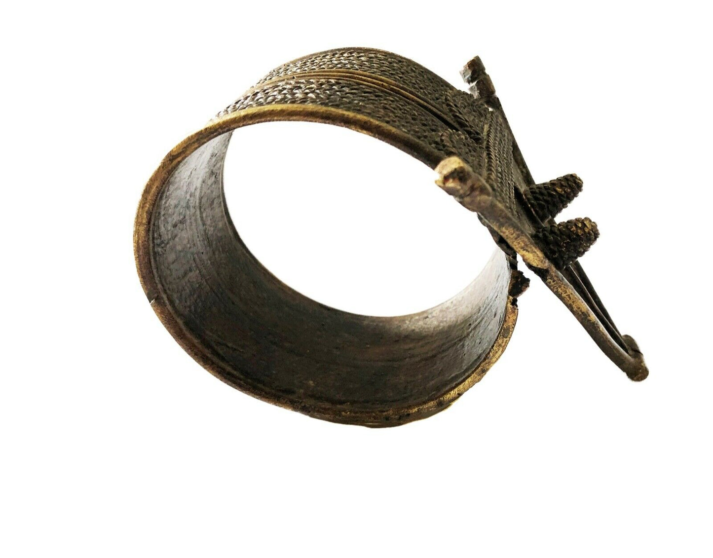 #2212 Exquisite Bronze Bracelet Gan Burkina Faso w / Crocodile 5.25 " W