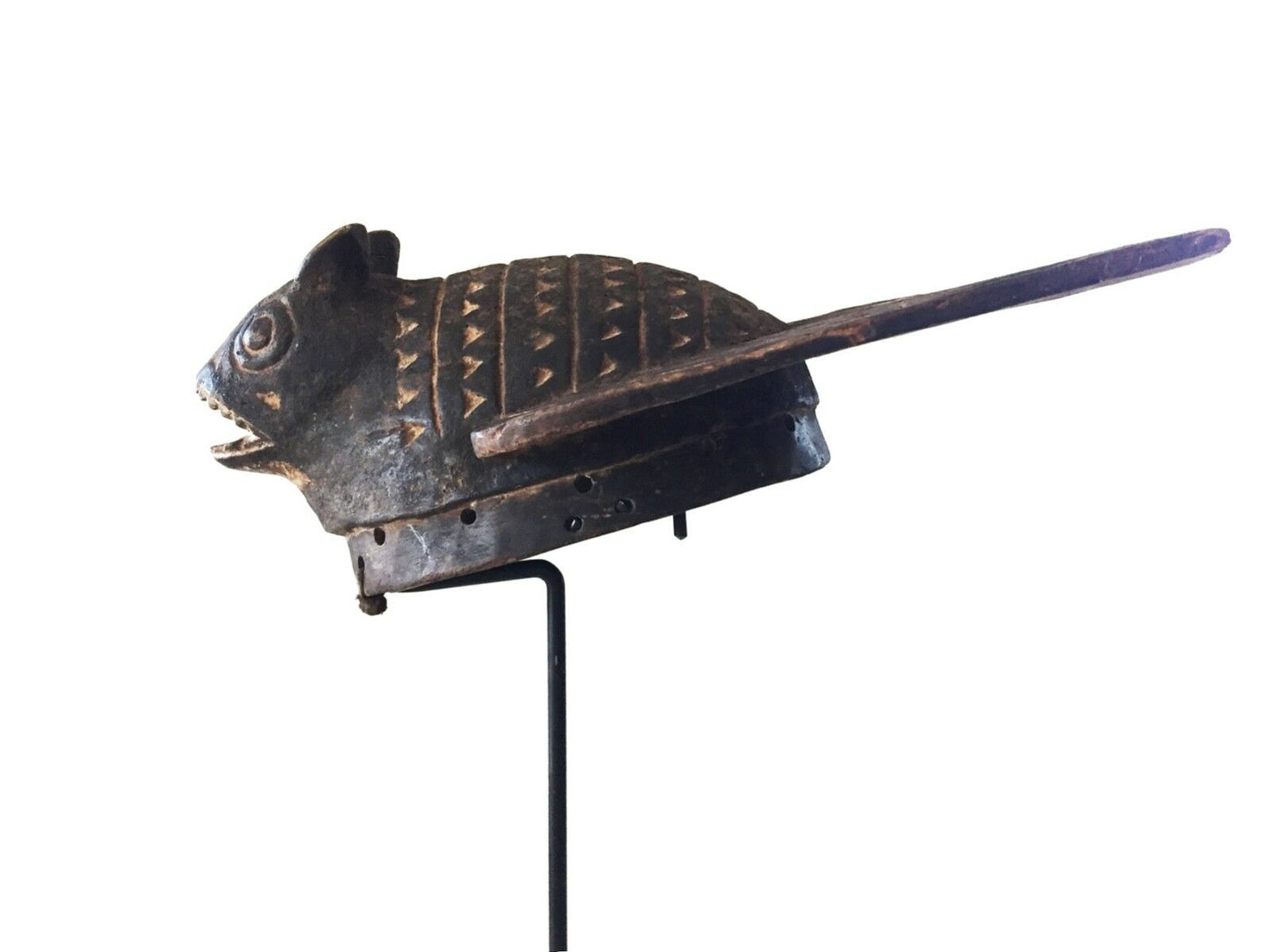 #1774 Old Exquisite /Rare Mossi Bat Helmet / Mask Burkina Faso 19" H W/Stand