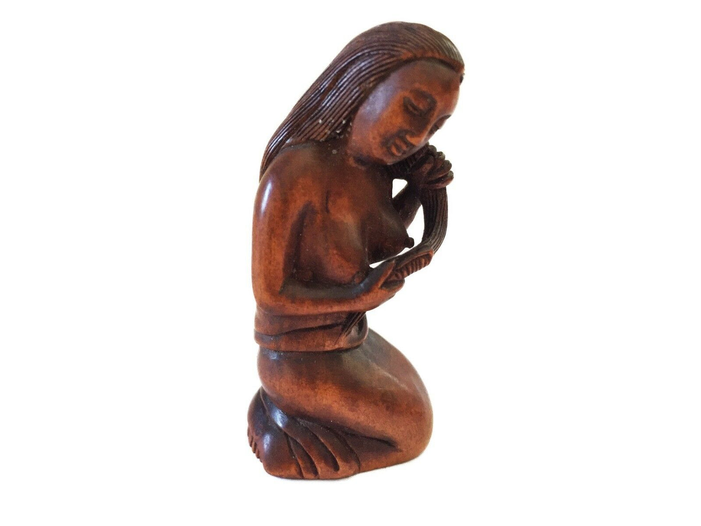 #1531 Old Japanese Quality Signed Netsuke Carving of a Young Female