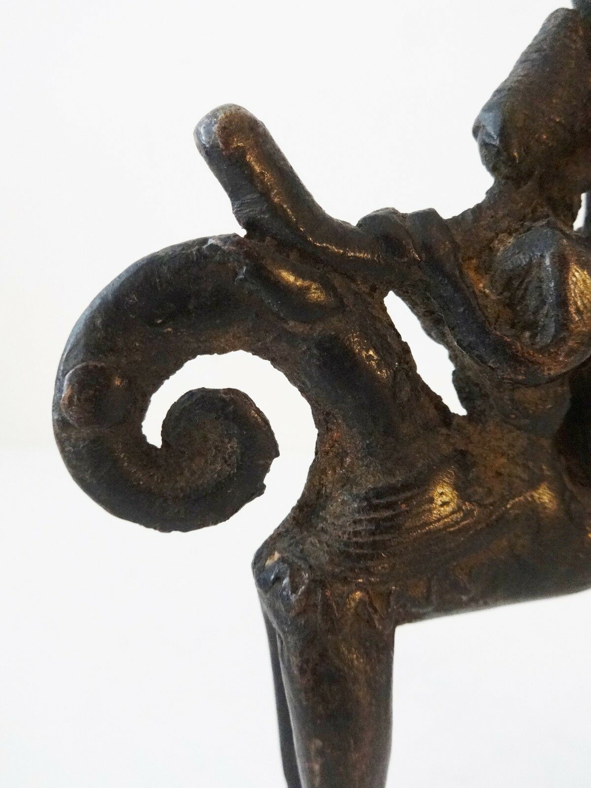 #H50 African Dogon Bronze Horseman Cast Handmade Mali 4" W by 5" H