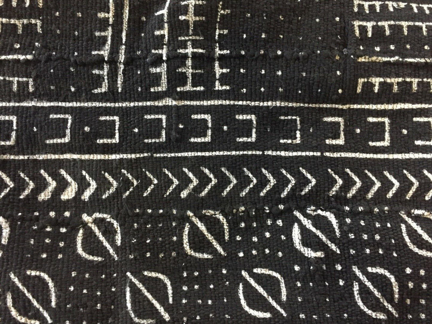 African Mali Black and White Mud Cloth Textile / PAIR 61" by 46" Pair # 1838