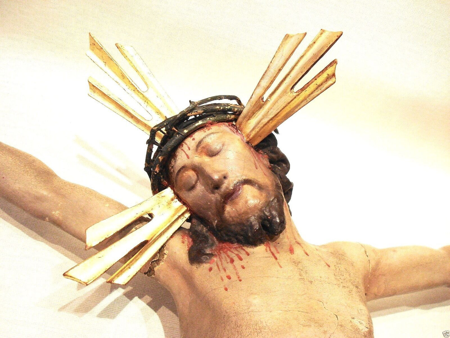 #2008 LG Austrian Santos Late 18th Carved Wood Jesus Christ Corpus Christi 30" 1/2 H