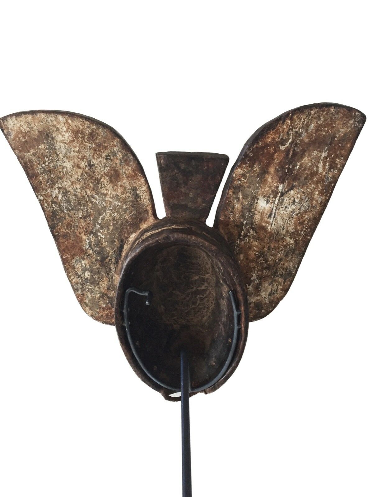 #1774 Old Exquisite /Rare Mossi Bat Helmet / Mask Burkina Faso 19" H W/Stand