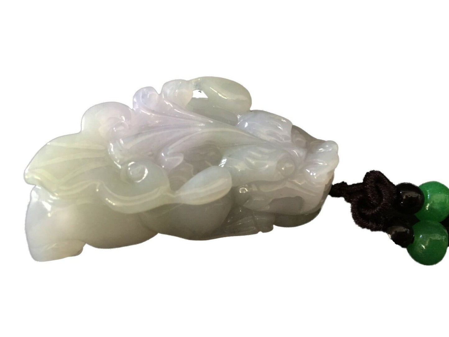 #1799 Jadeite Jade Carved PIXIU Wealth Figure Necklace