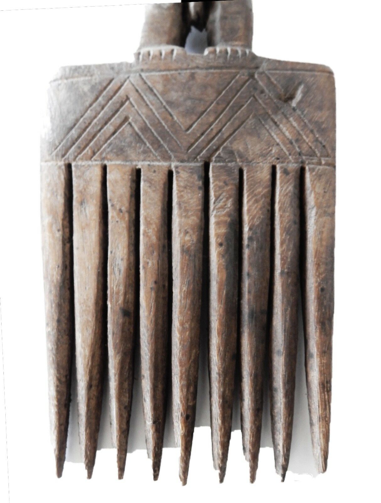 #510 African Old Baule I.Coast Combs W/ Female& Male  Sculptures.