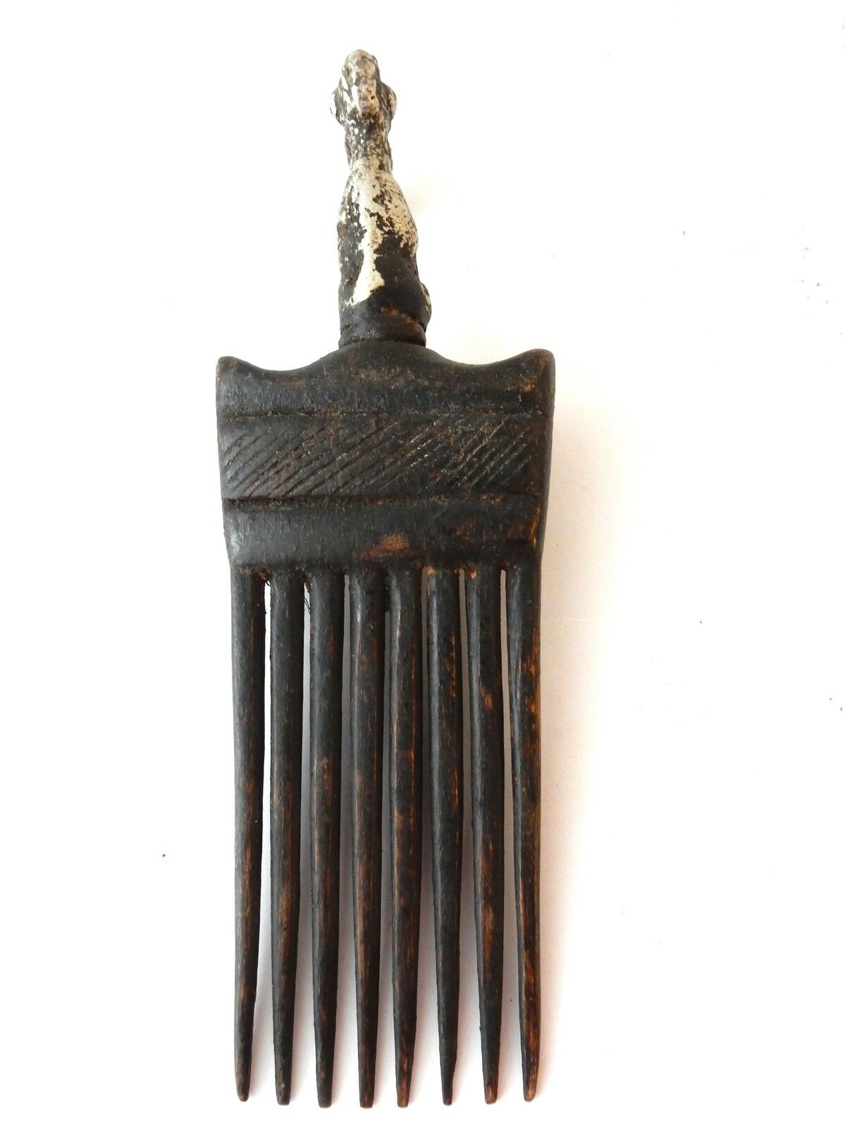 #1955 African Baule I.Coast Comb W/ Bird Head Sculpture