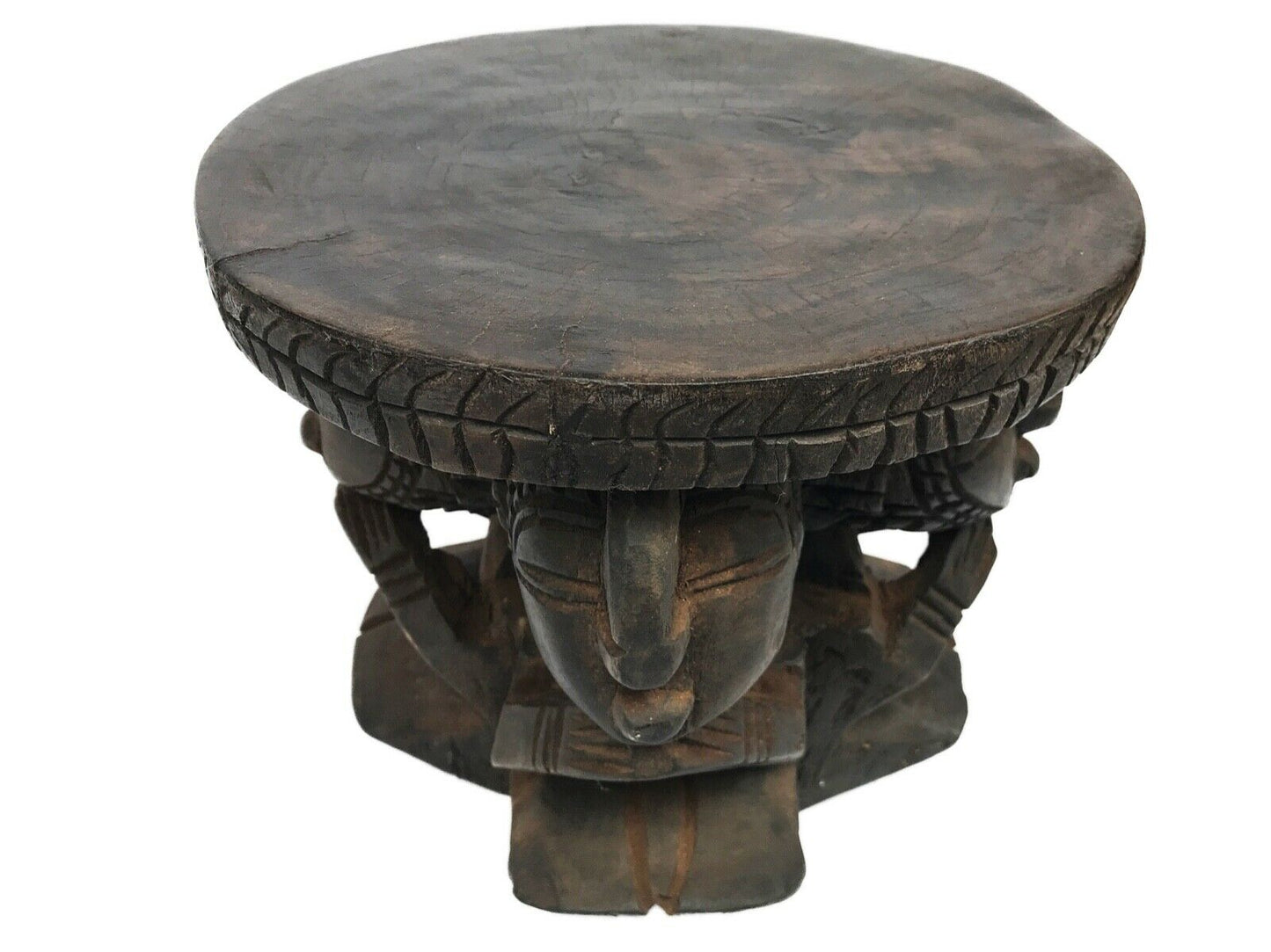 #150 Superb African Carved wood Baga Stool/Table Guinea 8.25" H by 8.75" D