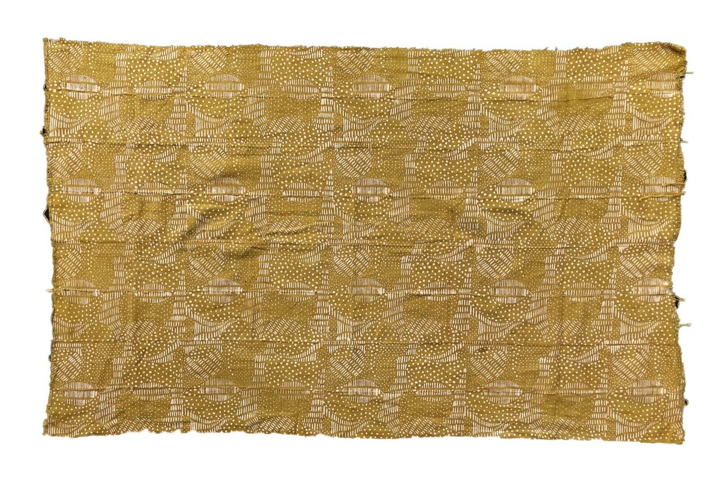 African Large Mustard & White Mud Cloth Textile Mali 62" by 42" # 3001