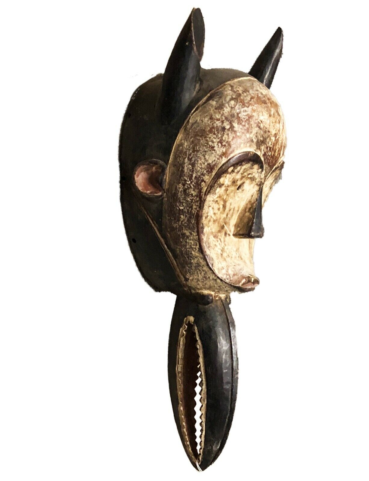 #227 African Dan Bird Mask W/ Beak Liberia 22.5" H