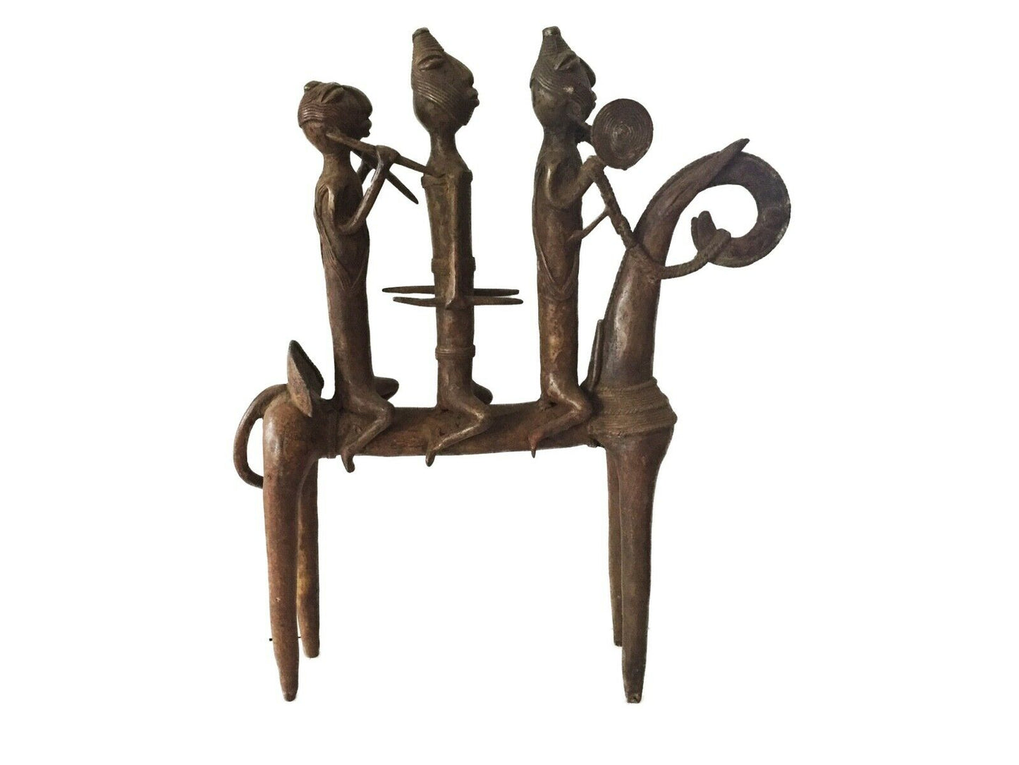 #1996 LG African Dogon Bronze Horse W/Companions 21.5" H by 18"W