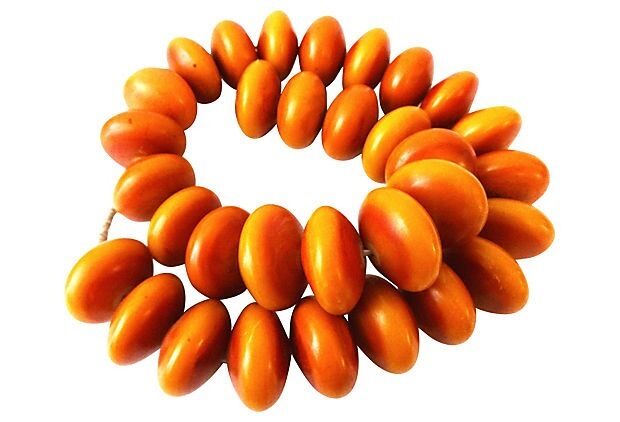 #591 Jumbo African Currency  32 Amber Beads Nigeria