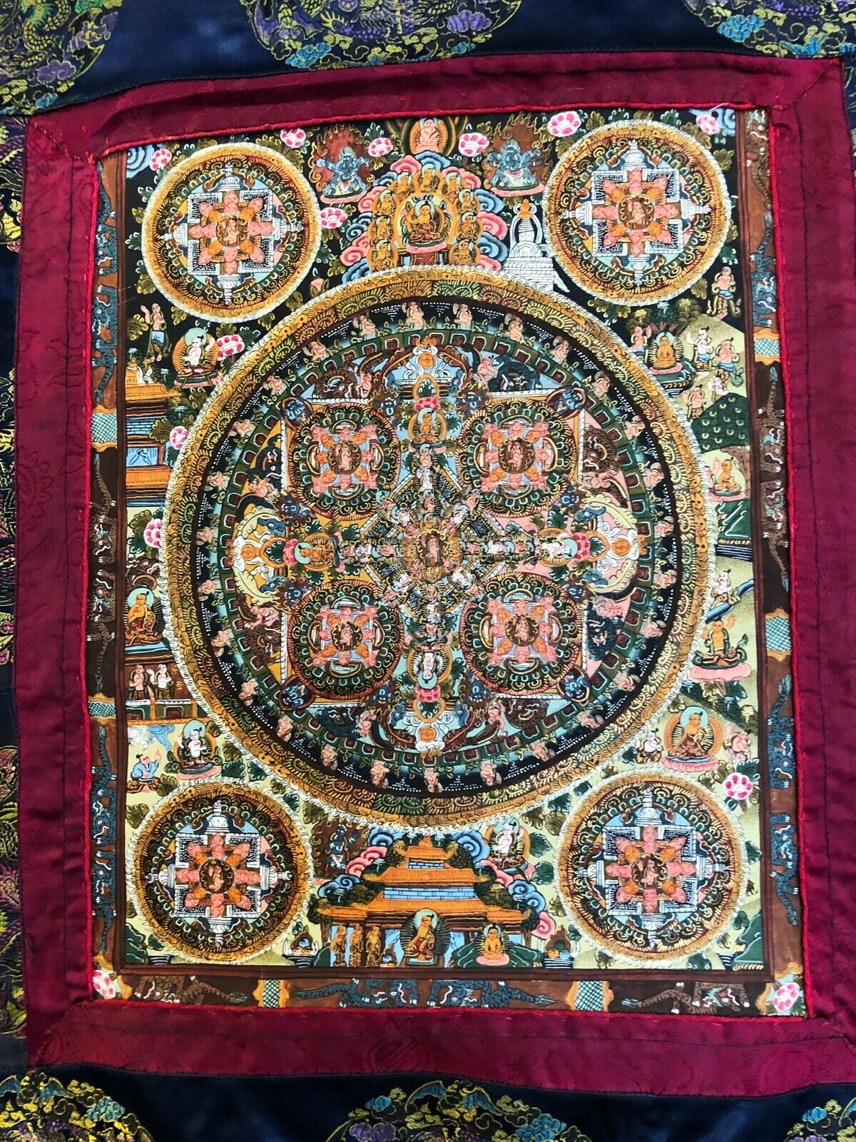 #366 1900's Museum Piece Tibet Sino Tibetan Hand Painted Buddhist Thangka 31" H