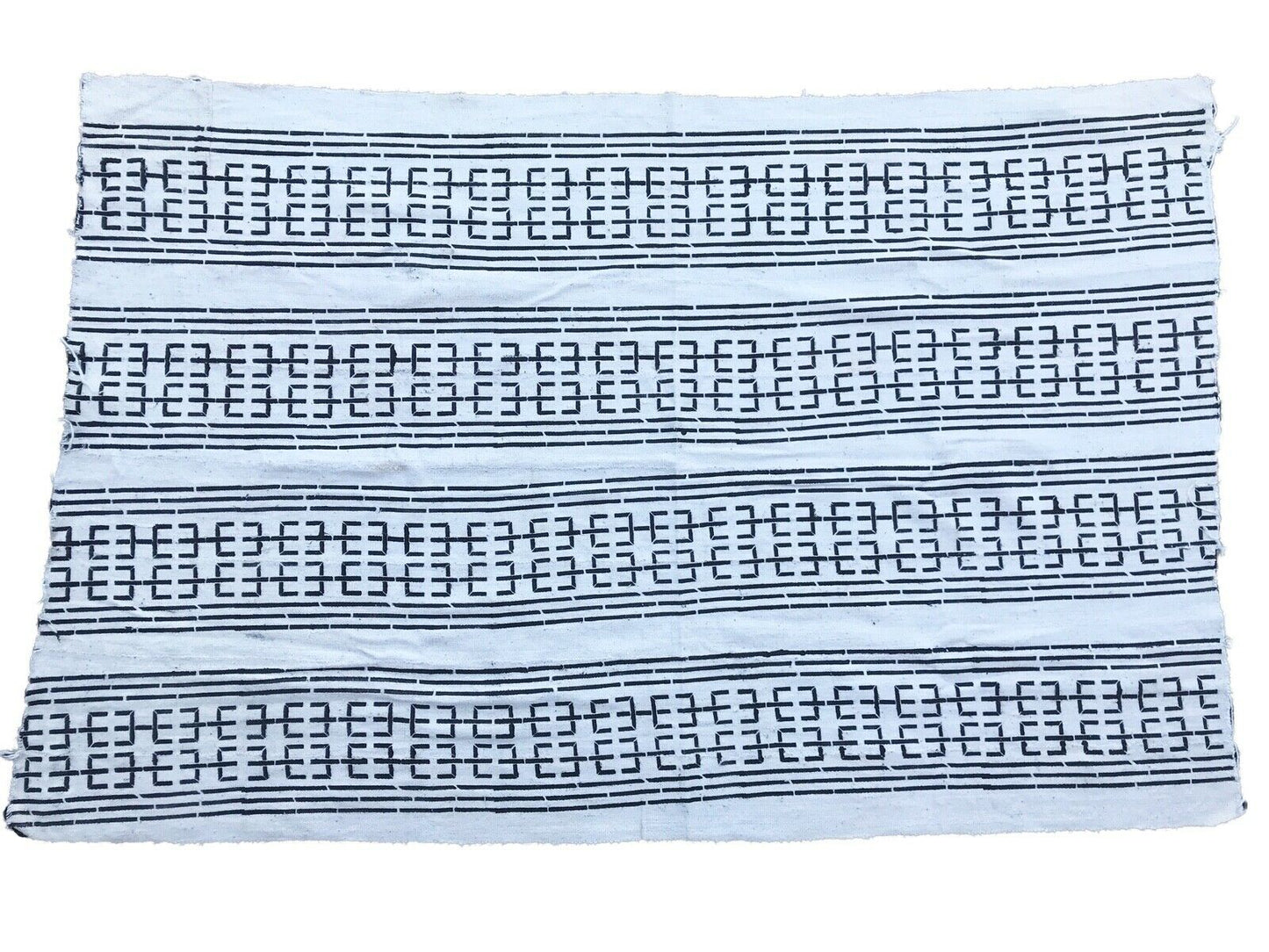 African Bogolan Black and White Mud Cloth Textile Mali 41" by 62" # 346