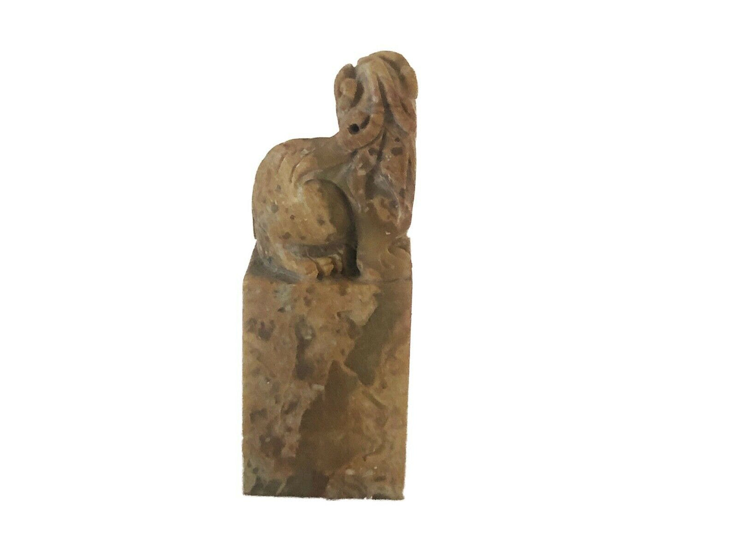 Superb Chinese Soap Stone Ink Stamp Seal W/ Foo/Fortune Dog 3.5" H